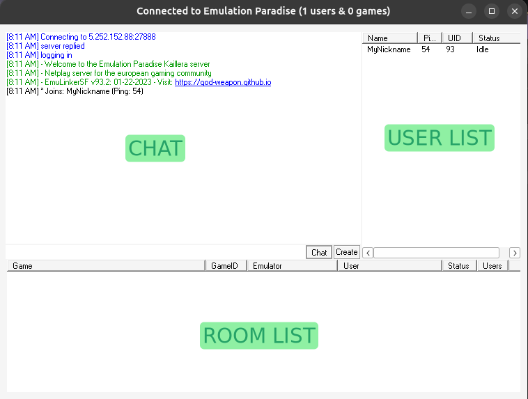 Netplay Server Window